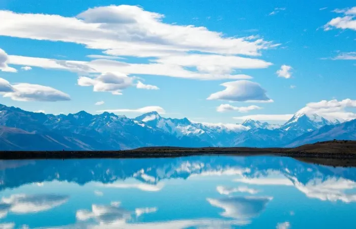 Framed Print : Mt. Cook. Glacier lakes reflecting in sea