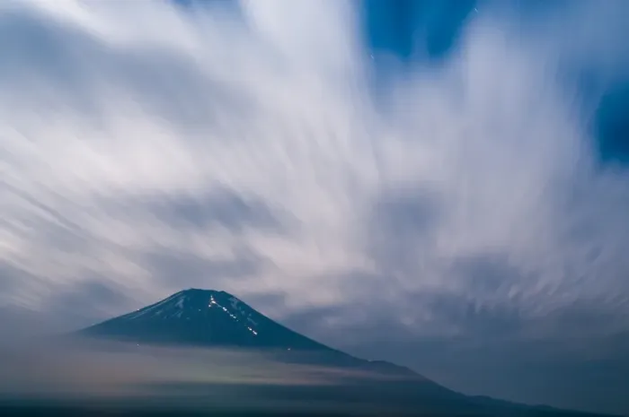Framed Print : Mt. Fuji. Beautiful scenery in Japan.. Night View from Lake Yamanakako