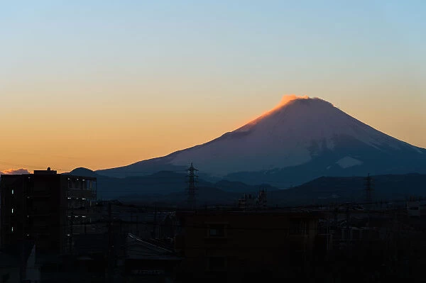 Mt Fuji and evening of winter