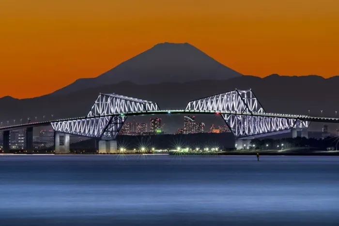 Framed Print : Mt. Fuji and Gate Bridge, Tokyo
