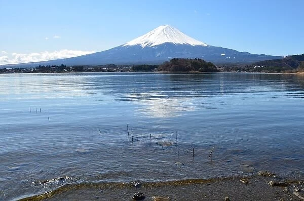 Mt. Fuji reflected in lake Kawaguchiko