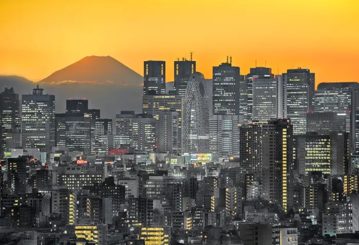 Framed Print : Mt. Fuji With Tokyo Skyline At Dusk
