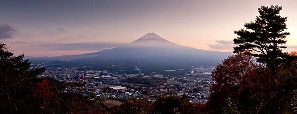 Mt. Fujiyama at dawn, looking from highground