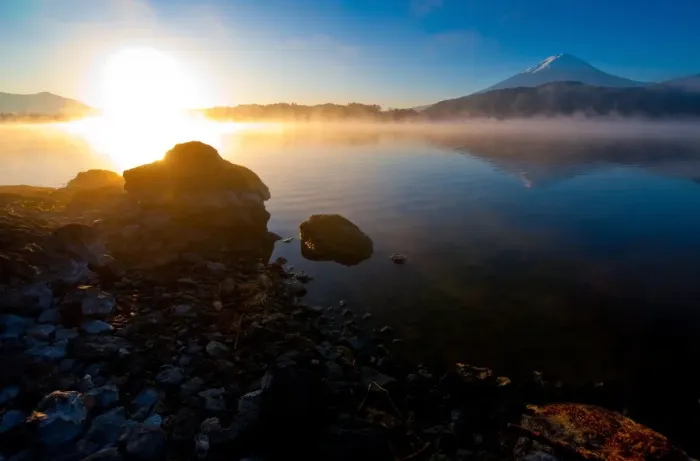 Framed Print : Mt. Fujiyama with sunrise and reflection Framed Print : Mt. Fujiyama with sunrise and reflection