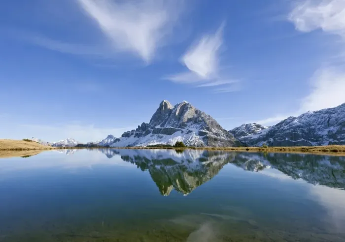 Framed Print : Mt Peitlerkofel or Sas de Puetia, 2875m, is reflected in a lake near Enzian Hut, Plose, South Tyrol, Italy, Europe Framed Print : Mt Peitlerkofel or Sas de Puetia, 2875m, is reflected in a lake near Enzian Hut, Plose, South Tyrol, Italy, Europe