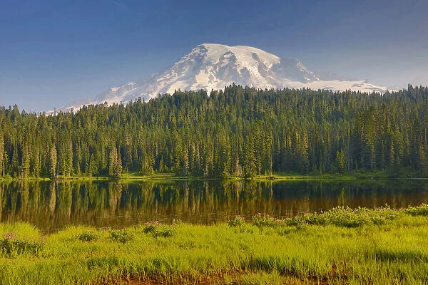 Mt. Rainier and Reflection Lake, Mount Rainier National Park, Washington State, USA