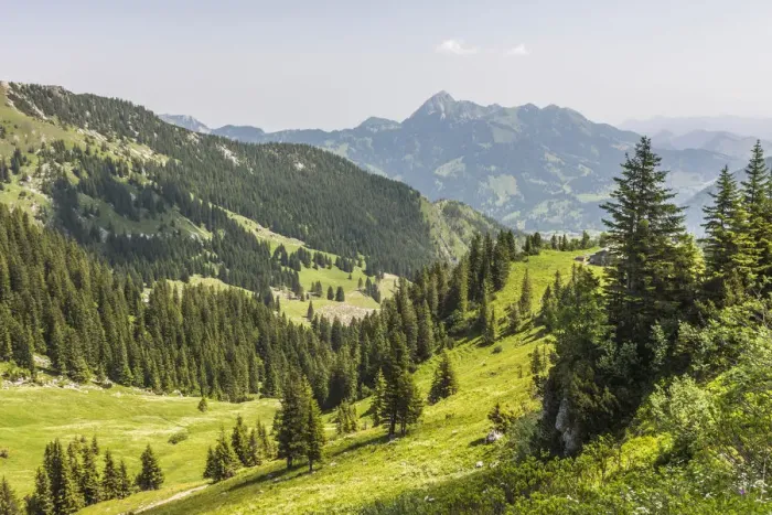 Framed Print : Mt Taubenstein near Spitzingsee Lake, Mt Wendelstein, 1838m, at back, Mangfall Mountains, Alps, Bavaria, Germany, Europe
