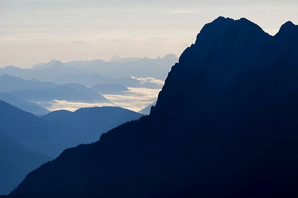 Mt Zugspitze in the morning light, Berwang, Lechtal Valley, Reutte District, Tyrol, Austria