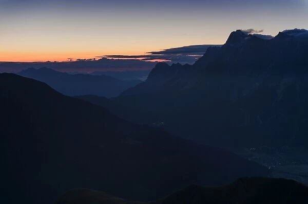 Mt Zugspitze in the morning light, Berwang, Lechtal Valley, Reutte District, Tyrol, Austria