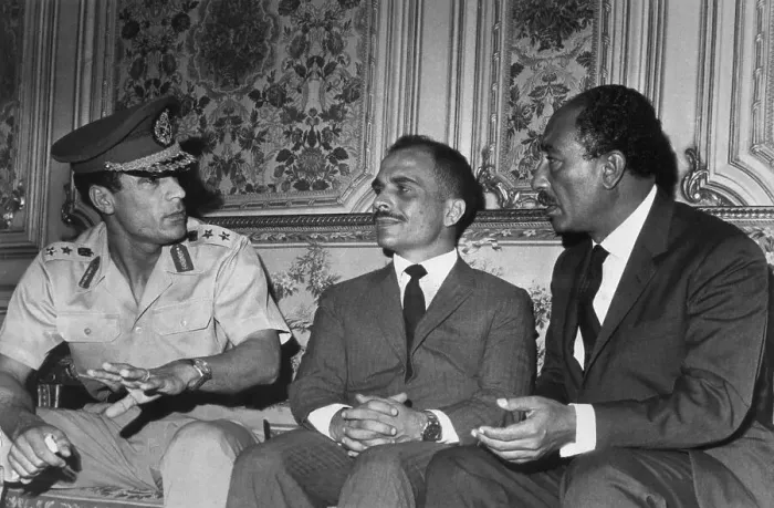 Framed Print : Muammar al-Qaddafi with King Hussein and Anwar Sadat Framed Print : Muammar al-Qaddafi with King Hussein and Anwar Sadat