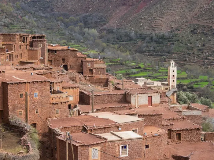Framed Print : Mud-brick village of Anammer, Ourika Valley, Atlas Mountains, Marrakech-Tensift-Al Haouz, Morocco Framed Print : Mud-brick village of Anammer, Ourika Valley, Atlas Mountains, Marrakech-Tensift-Al Haouz, Morocco