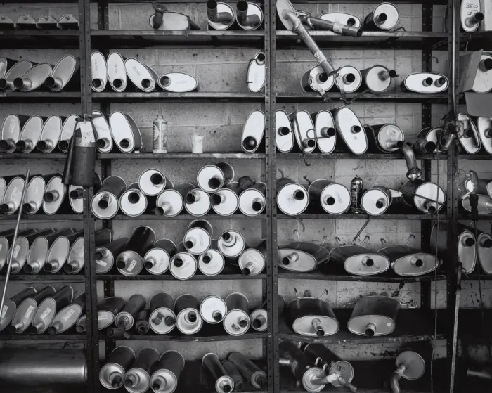 Framed Print : Mufflers on shelves Framed Print : Mufflers on shelves