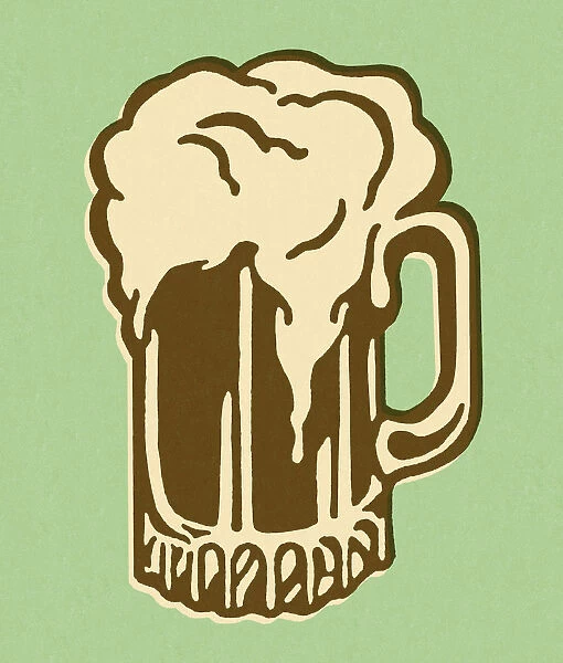 Mug of Beer on Green Background