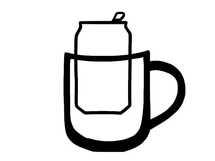 Framed Print : Can in a mug illustration Framed Print : Can in a mug illustration