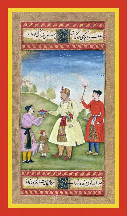 Framed Print : The Mughal emperor Akbar with son Framed Print : The Mughal emperor Akbar with son