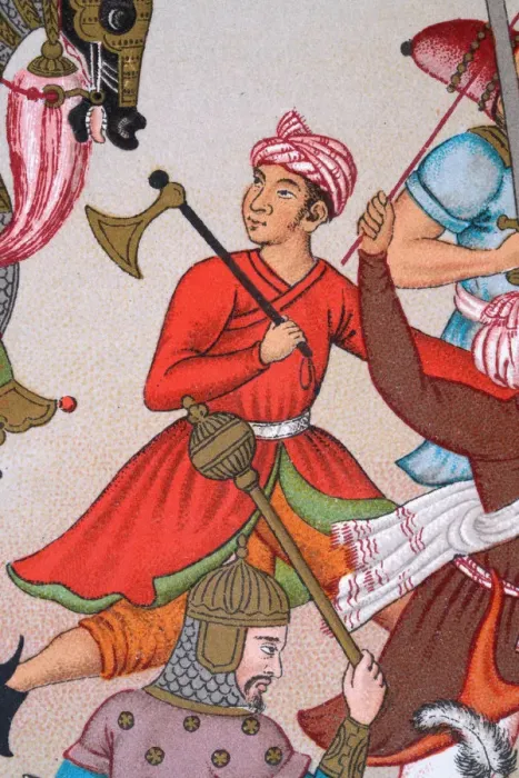 Framed Print : Mughal Indian warrior with battleaxe, 19th Century Framed Print : Mughal Indian warrior with battleaxe, 19th Century