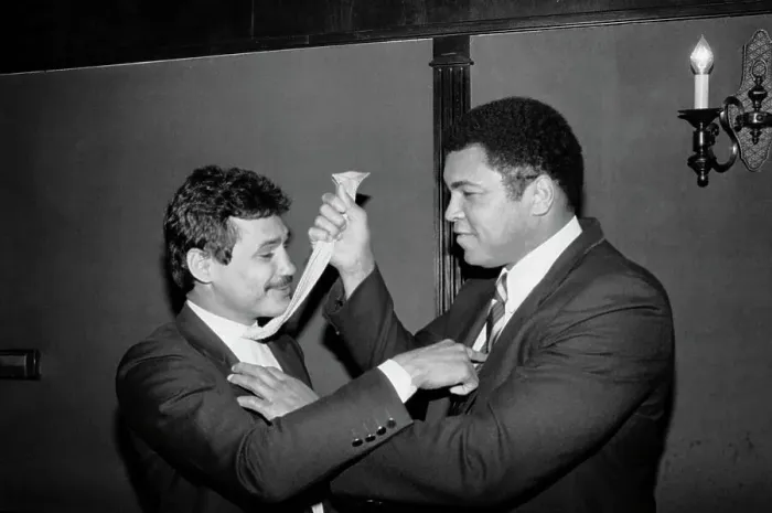 Framed Print : Muhammad Ali Adjusting Alexis Arguello's Tie Framed Print : Muhammad Ali Adjusting Alexis Arguello's Tie