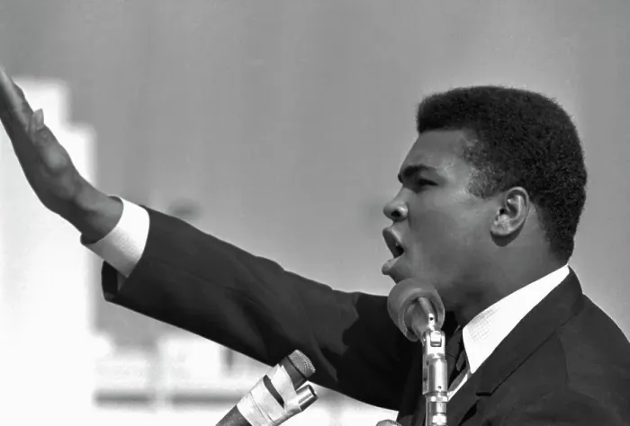 Framed Print : Muhammad Ali Emphasizing his Speech