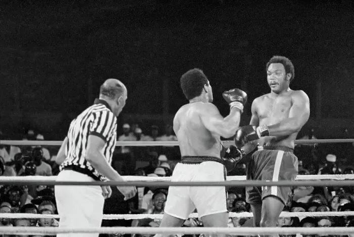 Framed Print : Muhammad Ali and George Foreman in the Ring Framed Print : Muhammad Ali and George Foreman in the Ring
