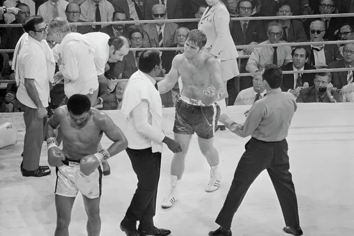Framed Print : Muhammad Ali and Jerry Quarry After Bout Framed Print : Muhammad Ali and Jerry Quarry After Bout