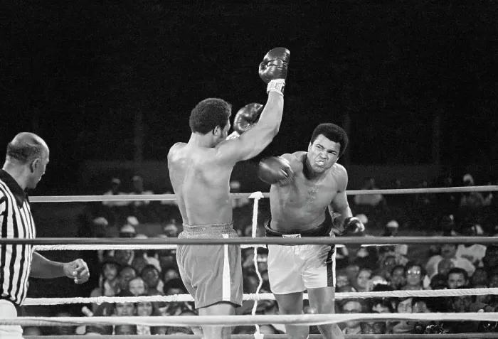 Framed Print : Muhammad Ali Punching George Foreman Framed Print : Muhammad Ali Punching George Foreman