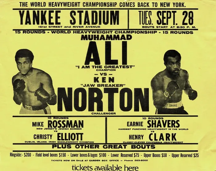 Framed Print : Muhammad Ali vs. Ken Norton Boxing Match Poster Framed Print : Muhammad Ali vs. Ken Norton Boxing Match Poster