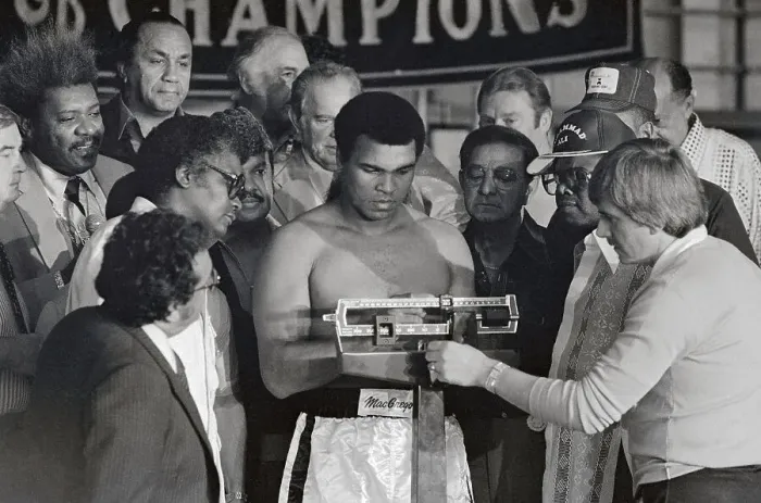Framed Print : Muhammad Ali Being Weighed on Scale Framed Print : Muhammad Ali Being Weighed on Scale