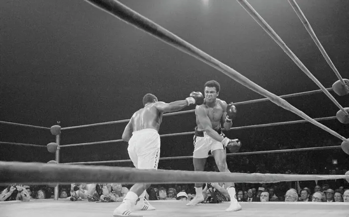 Framed Print : Muhammed Ali and Joe Frazier Boxing