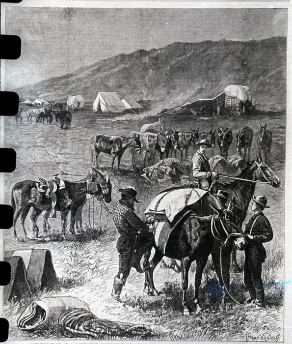 Framed Print : Mule Train and Surveyors Framed Print : Mule Train and Surveyors