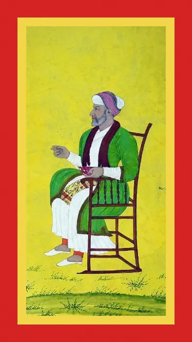 Framed Print : Mullá Ruhasits in wooden chair Framed Print : Mullá Ruhasits in wooden chair