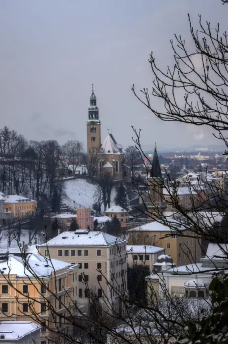 Framed Print : Mulln Church and Salzburg district in Winter Framed Print : Mulln Church and Salzburg district in Winter