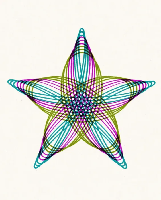 Framed Print : Multi Color Star Shape Line Drawing