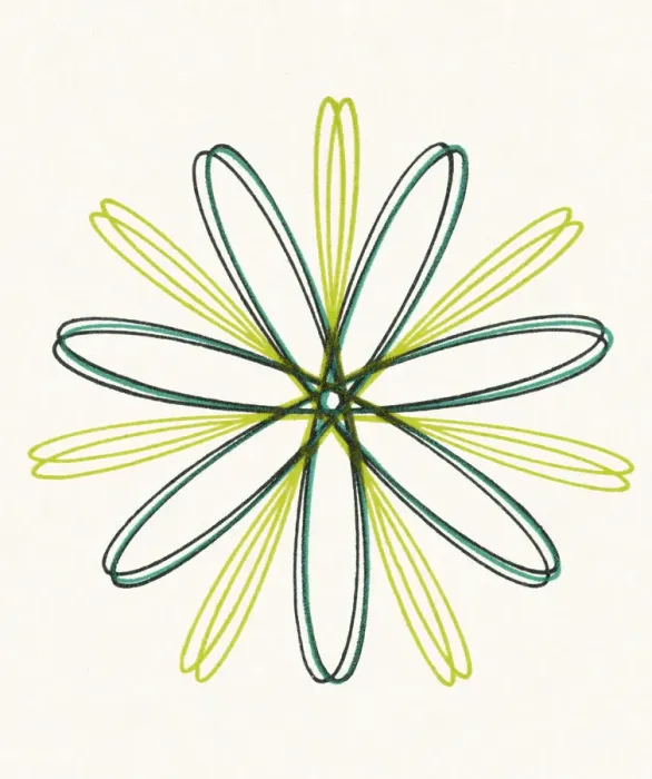 Framed Print : Multi Green Flower Line Design