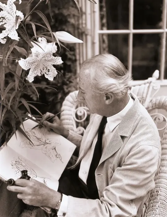 Framed Print : Multi Talented Cecil Beaton Working on Drawing Near Flowers Framed Print : Multi Talented Cecil Beaton Working on Drawing Near Flowers