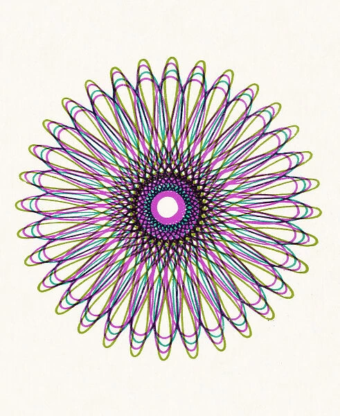 Multicolor Flower Shape Line Drawing