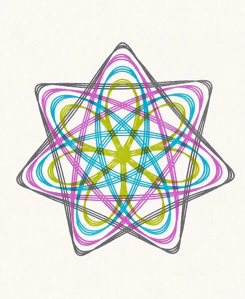 Multicolor Snowflake Line Drawing