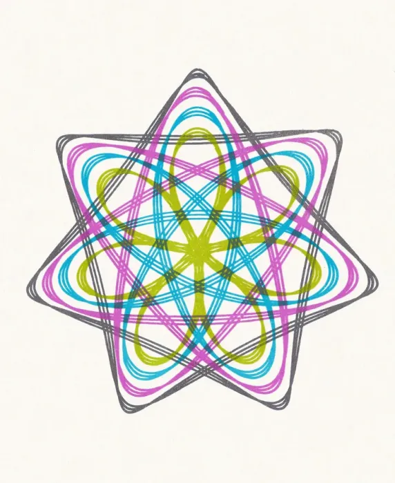 Framed Print : Multicolor Snowflake Line Drawing