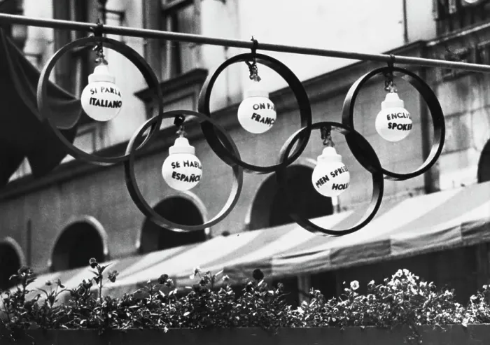 Framed Print : Multilingual Restaurant - Olympics 1936 Framed Print : Multilingual Restaurant - Olympics 1936