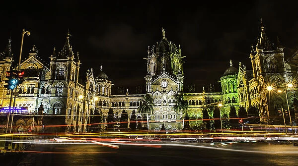 Mumbai CST at night, Mumbai, India