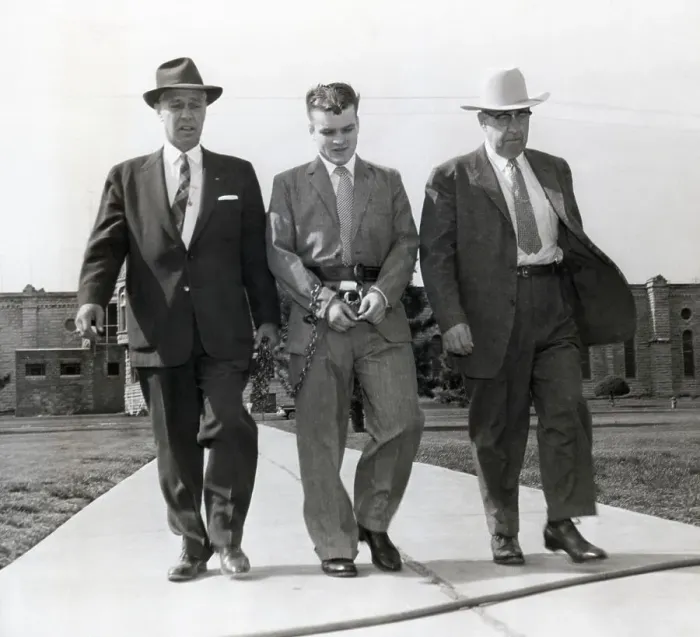 Framed Print : Murder Suspect Charles Starkweather Led to Courtroom Framed Print : Murder Suspect Charles Starkweather Led to Courtroom