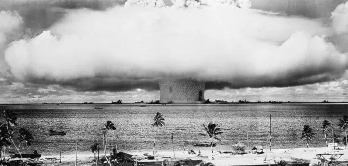Framed Print : Mushroom Cloud over the Bikini Atoll Framed Print : Mushroom Cloud over the Bikini Atoll