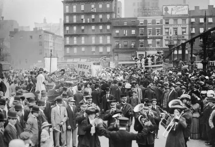 Framed Print : Music For All; mixed sex band playing at a rally of the League of Self-Supporting Women