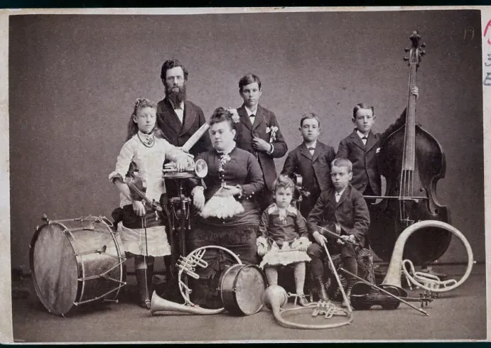 Framed Print : Musical Family with Instruments