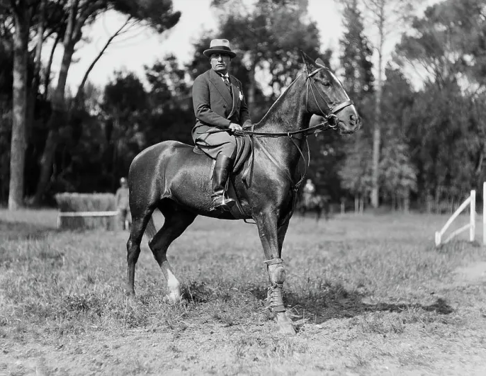 Framed Print : Mussolini Riding Horse at Villa Framed Print : Mussolini Riding Horse at Villa