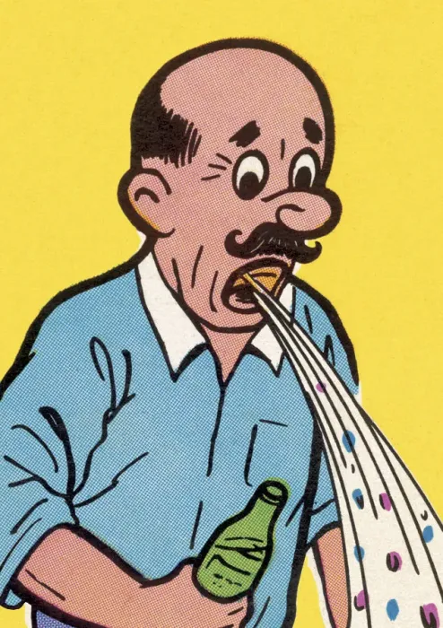 Framed Print : Mustache Man Vomiting Framed Print : Mustache Man Vomiting