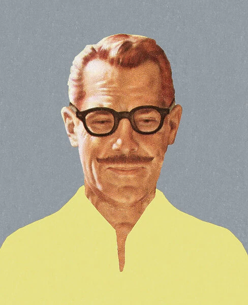 Mustache Man Wearing Glasses
