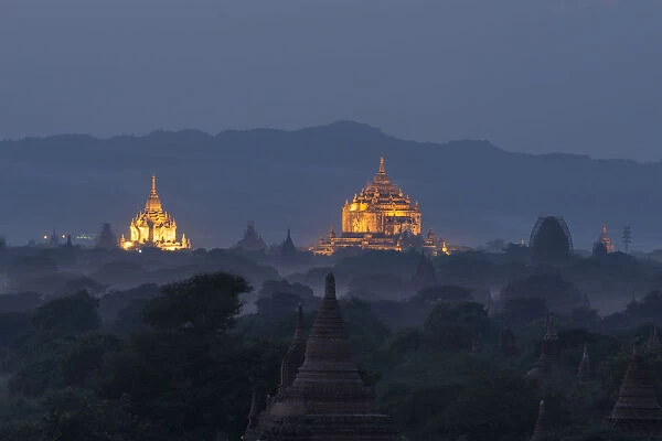 Myamar Landscape view of ancient pagoda field at bagan famouse place in Mandalay region, Myanmar