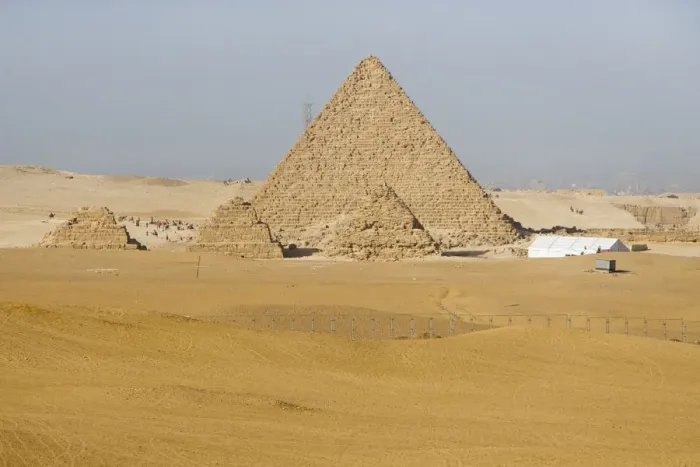 Framed Print : Mycerinus pyramid and Queens pyramids