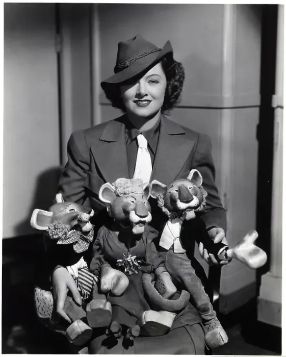Framed Print : Myrna Loy Hat / Tie W / Stuffed Lions Framed Print : Myrna Loy Hat / Tie W / Stuffed Lions