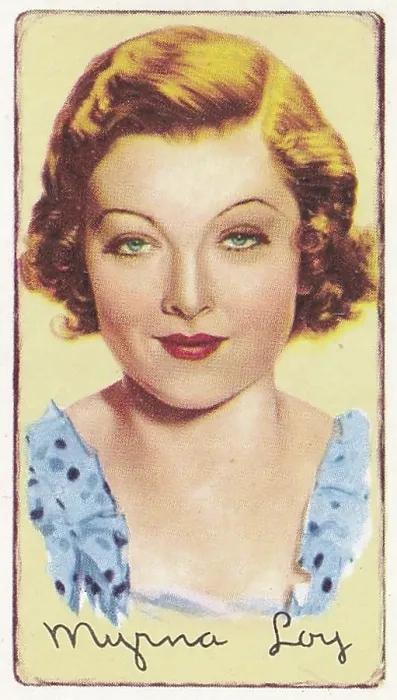 Framed Print : Myrna Loy, Signed Portraits of Famous Stars, collectible Gallaher cigarette card, 1935